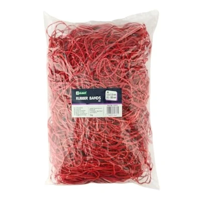 Image de D.RECT Bande Élastique 1.5x2mm 1/2 Circonférence 190mm Bandes Élastiques pour le Ménage, Travail, Bureau Réutilisable, Durable Stable Sac de 1kg Rouge