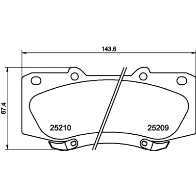Image de HELLA 8DB 355 015 821 Jeu de plaquettes frein avec indicateur d&#039;usure TOYOTA: Hilux 3 Pick up, VIII up