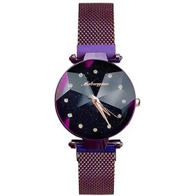 Image de RORIOS Femme Montres Analogique Quartz Montre Ciel étoilé Dial Bracelet en Acier Inoxydable Étanche Mode Diamant