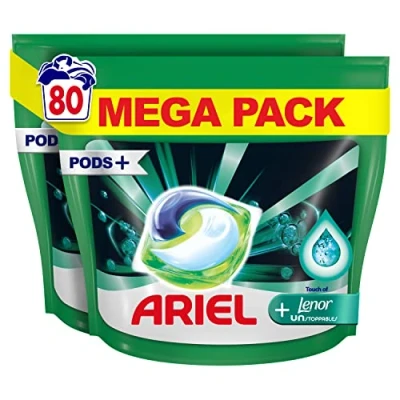 Image de Ariel All in 1 Pods Lessive Capsules, 80 Lavages (2 x 40 Pods), Aérienne, avec Lenor Unstoppables, 2x Plus de Fraîcheur Durable