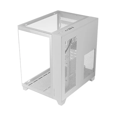 Image de MARSGAMING MC 3CM, Boîtier Gaming MicroATX, Vue Panoramique 3D Triple Verre Trempé, Design à Double Chambre Latérale, Support Complet Refroidissement Liquide, Gestion des Câbles, Mini Tour PC, Blanc