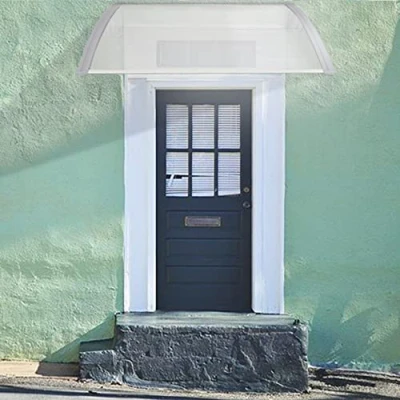 Image de Auvent de Porte d&#039;entrée Toit Marquise en Polycarbonate Résistante Abri Protection Contre La Pluie et UV,Marquise d&#039;Entree Terrasse (80 * 120cm),Cadre Gris
