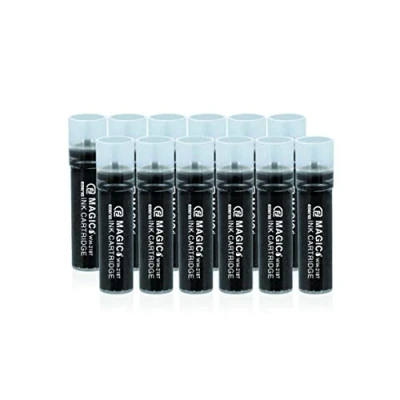 Image de ESENG® Lot de 12 cartouches marqueurs pour tableau blanc Magic WM 218, séchage rapide, effaçables à sec sans laisser traces (noir)
