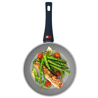 Image de PROGRESS BW10823EU7 Poêle à Frire Antiadhésive 20cm, Tous Feux Dont Induction, L’indicateur de poignée devient rouge lorsque la température optimale est atteinte, Thermo Handle, Gris/Bleu Foncé