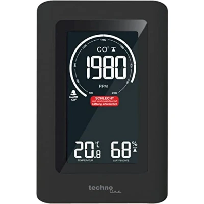 Image de Technoline Compteur de CO2 WL1030 Indicateur Feux avec recommandations Ventilation Graphiques NDIR 1 cm Noir