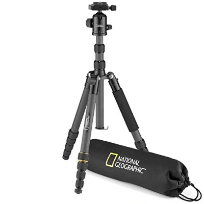 Image de National Geographic, Kit Trépied Photo Voyage, Sac de Transport, Monopode, Jambes à 5 Sections, Verrouillage Rotatif, Rotule Ball, Plateau Rapide, Charge 8kg, Carbone, NGTR004TCF