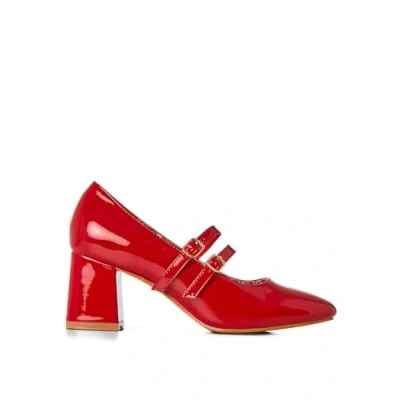 Image de Joe Browns Femme Chaussures Mary Jane à Talon Bloc breveté Double Sangle Escarpins, Rouge, 37 EU
