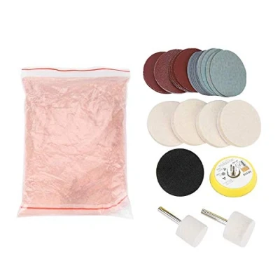 Image de 34pcs polissage Ensemble Enlèvement Rayures, Oxyde de cerium kit, roue feutre poudre pour pare brise et verre
