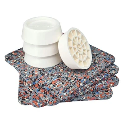 Image de Tapis anti vibrations pour machine à laver, universel, set de 4 amortisseurs vibrations, coussinets dérapants séchoir, pieds d’oscillation, absorbeur