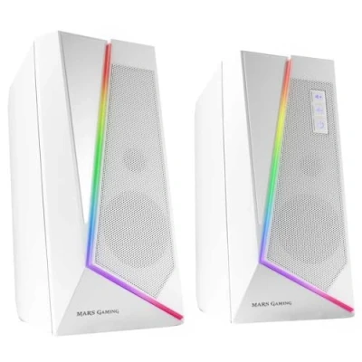 Image de Mars Gaming MS7W, Haut Parleurs RGB, Bluethooth 5.0 + Jack 3.5, DSP Sound 20W, Blanc