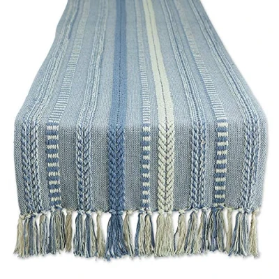 Image de DII Chemin de Table Collection, Coton, Bleu délavé, 38,1 x 182,9 cm (38,1 199,9 cm, Franges incluses)