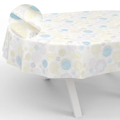 Image de ANRO Nappe en Toile cirée, Lavable, pour Table de Jardin, extérieur, intérieur, Ovale, 220 x 140 cm, Bord coupé, Pointes