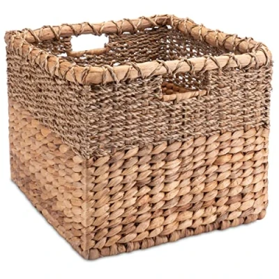 Image de Decorasian Kallax Expedit Panier de rangement rectangulaire en jacinthe d&#039;eau Jonc mer carré L = 34 cm