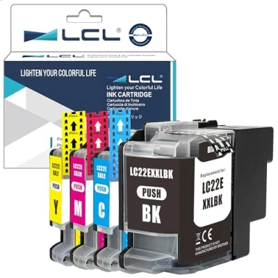 Image de LCL Cartouche d&#039;encre Compatible LC 20E LC20E 22E LC22E LC22EBK 22EBK 22EC 22EM 22EY XXL (KCMY) Remplacement pour Brother MFC J5920DW