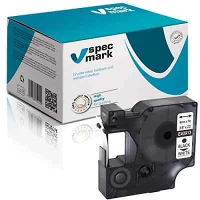 Image de specmark Compatible avec DYMO D1 40913 Ruban encreur 9 mm x 7 m Noir sur blanc (S0720680) pour imprimante LM Label Manager LP Point LW Writer DUO