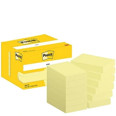 Image de Post it Notes, Jaune Canari, Pack de 12 Blocs, 100 Feuilles par Bloc, 51 mm x 76 mm, Pastel Notes Autocollantes pour Prise Listes Tâches et Rappels