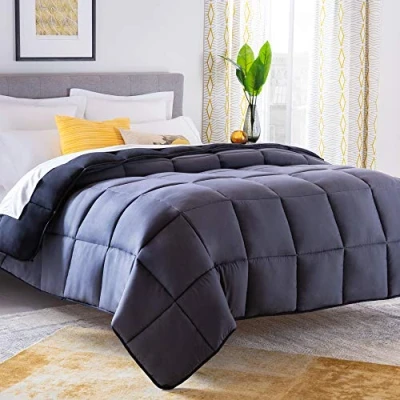 Image de Linenspa Couette Toutes Saisons en Microfibre 10,5 tog sans Housse et réversible Oeko Tex Alternative au Duvet Noir/Graphite