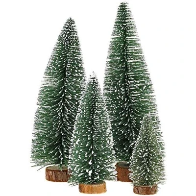 Image de Arbre de Noël, Sapin Noel Artificiel Mini Noël Miniature Decoration Table Intérieur (Vert 4 pièces)