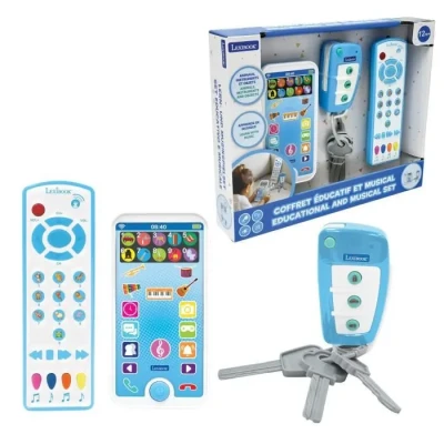 Image de Lexibook, Coffret éducatif et Musical avec téléphone, télécommande Porte clés, Jeu d&#039;imitation pour Les Tout Petits, Explore Animaux, Instruments de Musique Objets du Quotidien, PS125, Bleu