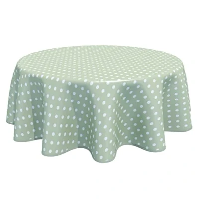 Image de Home Direct Nappe Toile cirée PVC Ronde 160 cm à Pois Vert Sauge