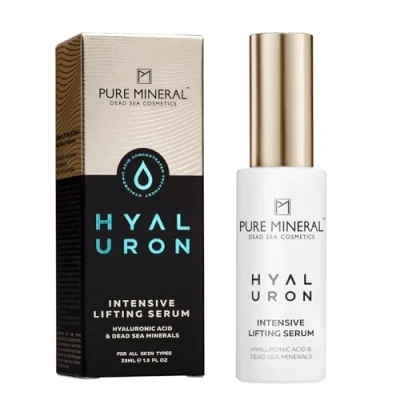 Image de Pure Mineral Sérum Liftant Intensif Hyaluron pour Tous Types de Peau Action Raffermissante, Minéraux Mer Morte, Hydratation Optimale Sans silicones, sulfates, parabènes 30ml