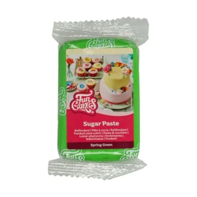 Image de FunCakes Pâte à Sucre Spring Green: facile utiliser, lisse, flexible, douce et pliable, parfaite pour la décoration de gâteaux, halal, casher sans gluten. 250 g