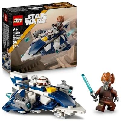 Image de LEGO Star Wars 75400 The Clone Microfighter Chasseur Jedi de Plo Koon Jouet avec 2 Fusils à Tenons Minifigurine Sabre Laser Cadeau pour Garçon dès 6 Ans &amp; Fans La Guerre des Clones