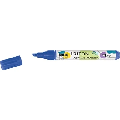 Image de Kreul 17819 Triton Acrylic Marker edge, bleu outremer, pointe biseautée, épaisseur de trait env. 1 à 4 mm, marqueur acrylique pour décorer le papier, bois, la pierre et bien plus encore