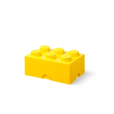 Image de LEGO Brique de Rangement 6 boutons Jaune Boîte empilable 8,47 l Produit en plastique avec couvercle bureau à jouets