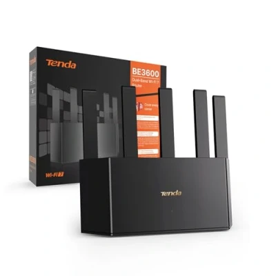 Image de Tenda RE3L Routeur Wi FI 7 BE3600 Double Bande, Maillé, Ports Gigabit WAN/LAN, 5 Antennes Verticales, 4K QAM, MLO, NFC, VPN, WPA3, Contrôle par Application
