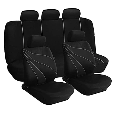 Image de Lupex Shop Housses de siège universelles en Polyester adaptables à Toutes Les Voitures avec sièges Standard 2 Fermetures éclair sur dossiers arrière Modèle G Gris