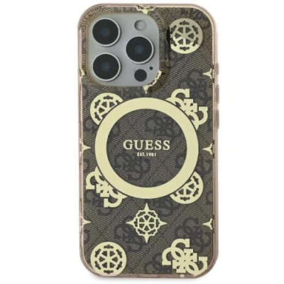 Image de Étui Guess pour iPhone 16 Pro 6.3 marron étui rigide IML Peony On 4G Background MagSafe Neuf