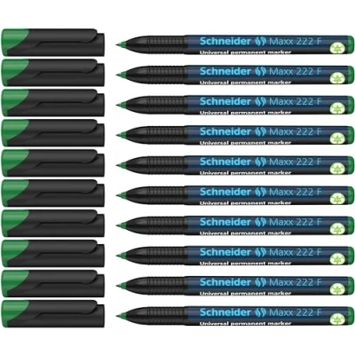Image de Schneider 222 Lot de 10 marqueurs permanents rechargeables F 0,7 mm avec encre Cap Off (Vert) (Import Royaume Uni)