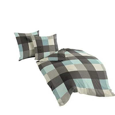 Image de Bierbaum Linge de lit 6452, castor fin, Made in Germany, turquoise 02, 135x200 + 80x80 cm