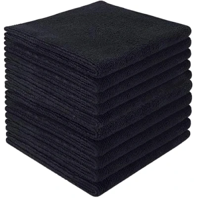 Image de HIDMD Chiffons de Nettoyage en Microfibre, Serviettes Tout Usage pour Polissage, séchage, Cirage, dépoussiérage, Lot 10, 30 cm x Noir