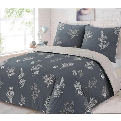 Image de Vision Parure Housse de Couette Réversible Helena 260 x 240cm avec 2 taies Assorties 65x65cm 100% Coton