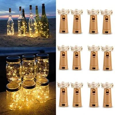 Image de HT TopHinon [12 Pack] LED Bouteille Guirlande Lumineuse Blanc Chaud, 2m 20 Lampes de Lumière Fil en Cuivre Décoration pour Noël, Partie, Mariage, Jardin,Pelouse[Classe énergétique A+++]
