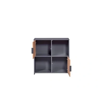 Image de Pepeto bibliothèque 2 portes, tablettes gris, Artisan chêne décor.