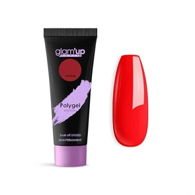 Image de Glam&#039;Up Paris Poly Gel Semi Permanent d&#039;Extension en Tube de Construction Ongles UV Art Design pour Facile à Utiliser Longue Durée Rouge