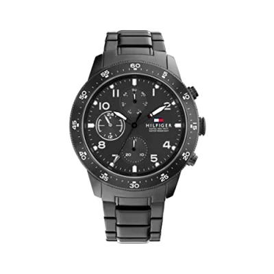 Image de Tommy Hilfiger Montre Analogique Multifunction à Quartz pour homme avec Bracelet en Acier Inoxydable Noir 1791951