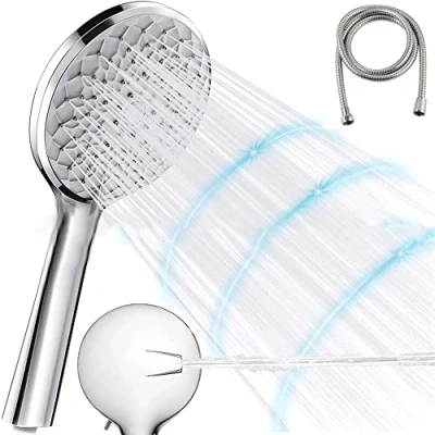 Image de AFUDER Pommeau De Douche Haute Pression Placage ABS 6 Fonctions à Vitesses Avec Chasse au Pistolet Anti calcaire Tuyau Grand Main (AF Placage)