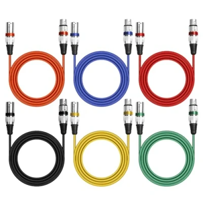 Image de 6 Pack Cable XLR, Câble Microphone XLR Male Femelle Symétrique DMX Plug Audio Connector 3 Pin Pour Les Enregistrement Studio (2M)