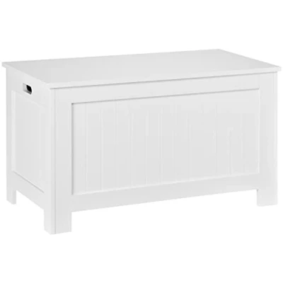 Image de HOMCOM Coffre malle de Rangement 81L x 40l 46H cm MDF Blanc