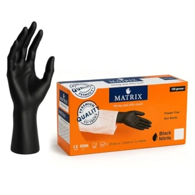 Image de Lot de 1000 Gants jetables en nitrile Taille L Non poudrés Sans latex L, noir,