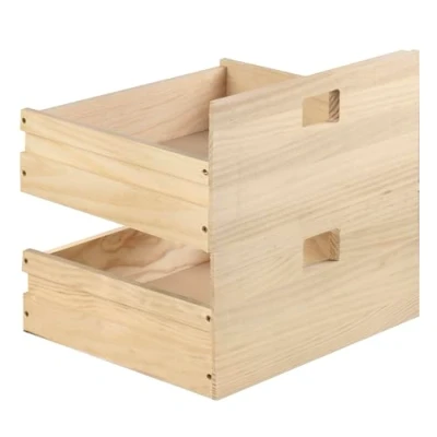 Image de Astigarraga Kit LINE, de 2 tiroirs pour étagère modulaire à cubes DINAMIC, bois massif pin