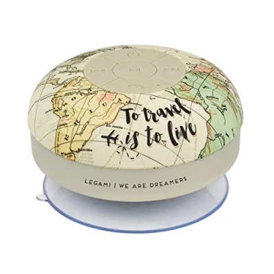 Image de Legami Mains Libres et Haut Parleur Bluetooth® résistant à l&#039;eau, 8,5 x 8 cm, en Silicone ABS, Singing in The Shower, Microphone intégré, câble USB de Charge Inclus, Temps 1 Heure