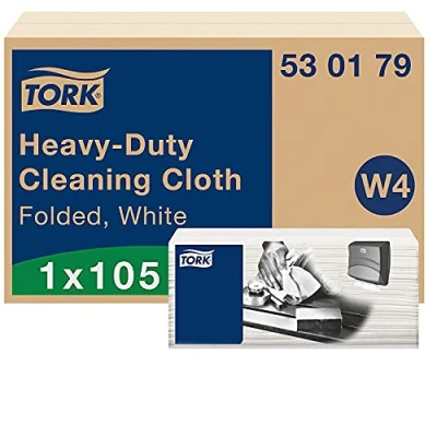 Image de Tork Chiffon de Nettoyage Ultra résistant blanc W4, Multi usages, 1 x 105 chiffons, 530179