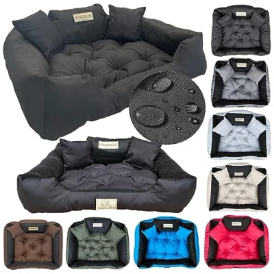 Image de KING DOG Lit pour Grands Chiens XL 115x95 cm Coussin imperméable Chien Canapé adapté au Lavage Moelleux et Douillet, Super Doux Made in EU Noir