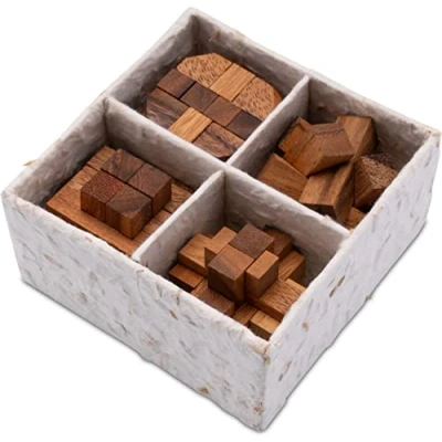 Image de LOGOPLAY Lot de 4 Jeux puzzle Collection 3D réflexion patience logique dans une boîte cadeau décorative