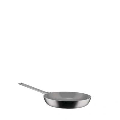 Image de Alessi Convivio DC110/24 Poêle à Long Manche en Trilame, Adaptée L&#039;induction, Acier Inoxydable et PVD, Revêtement Céramique Antiadhésif Interne, 24 cm, Finition Satinée